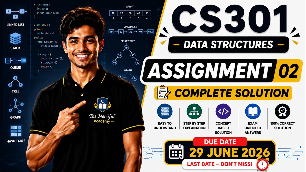 CS301 Assignment 2 Solution 2026 | CS301 Assignment 2 Spring 2026 | By The Merciful Academy
