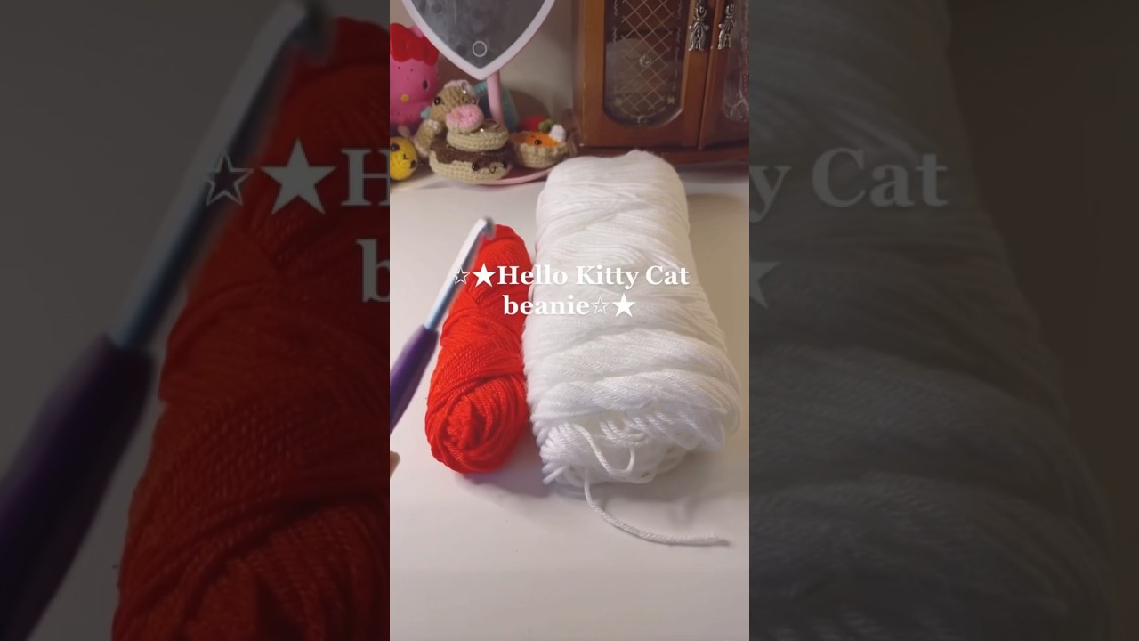 ♡︎ Hello Kitty Cat Beanie ♡︎ #crochet #hellokitty #catbeanie #sanrio
