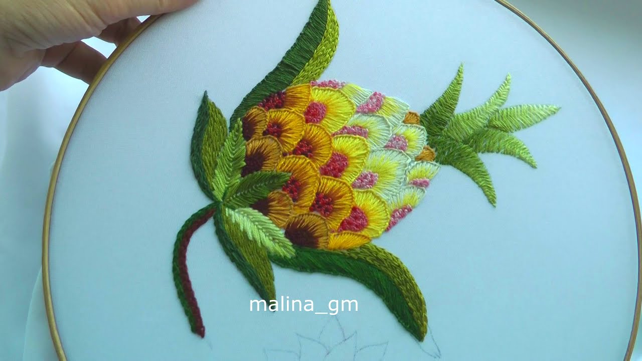 Hand embroidery | design Pineapple | Crewel Work