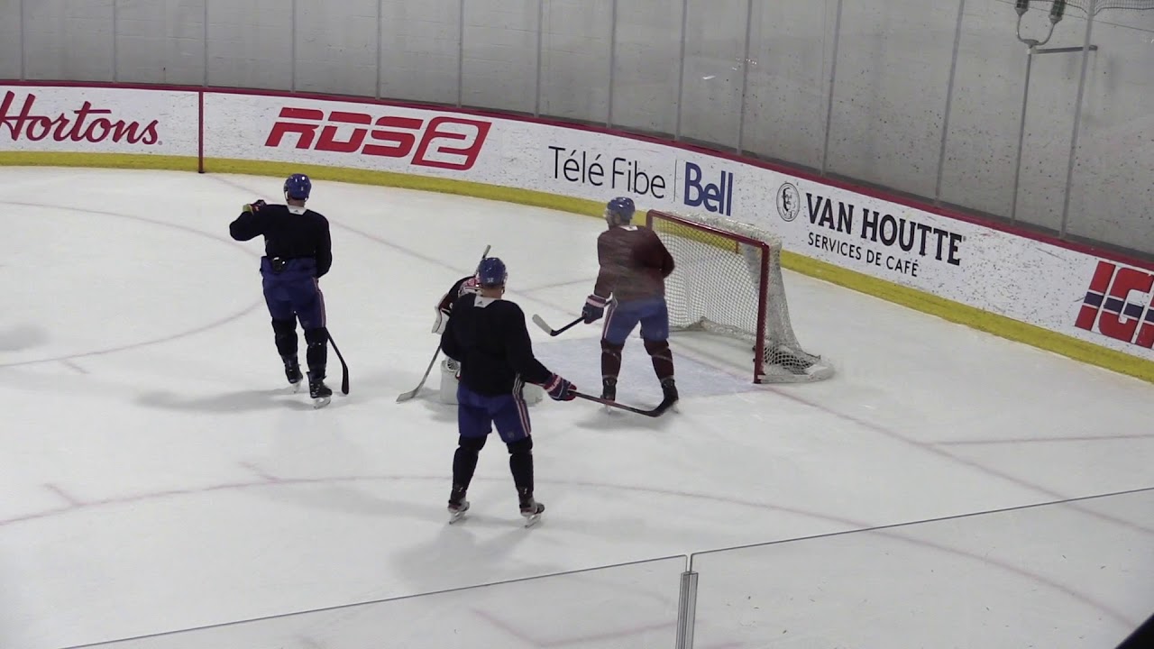 Carey Price and Cayden Primeau 2 on 1 and 4 on 2 teams drills.