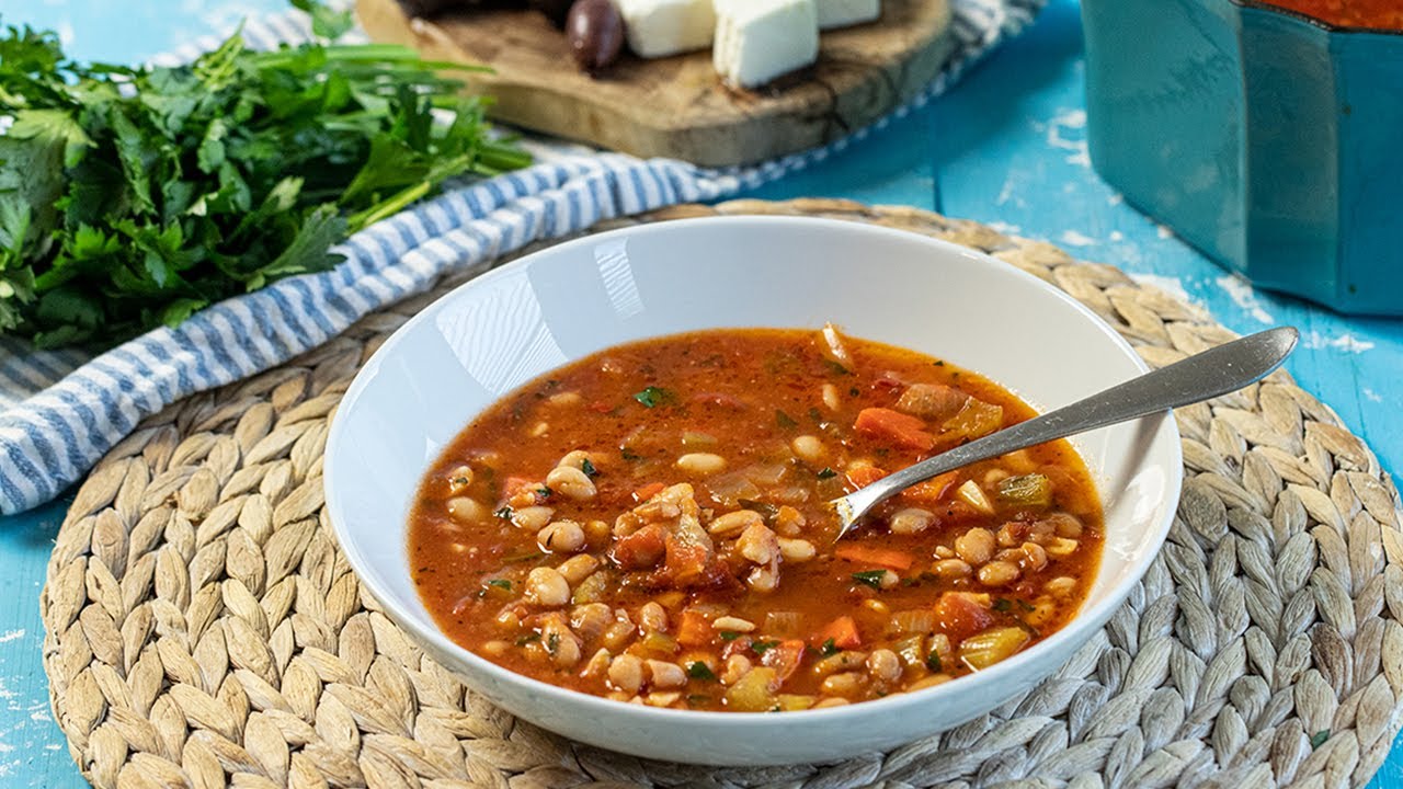 Греческий суп из белой фасоли за 30 минут! Вкусная фасолада