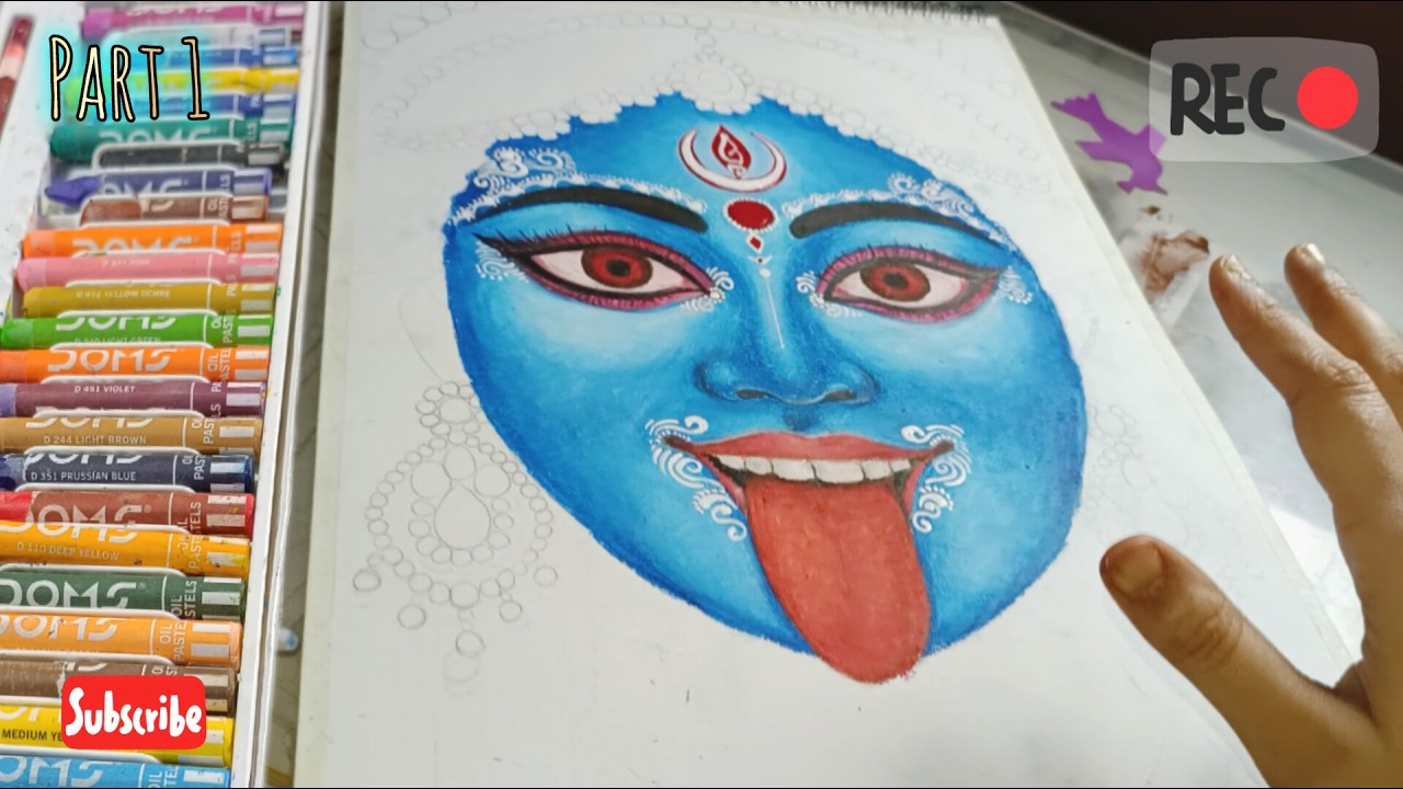 Navratri special Maa kali Drawing tutorial |part 1 |jai maa vindhyawasini |#oilpastel#drawing#art#ip