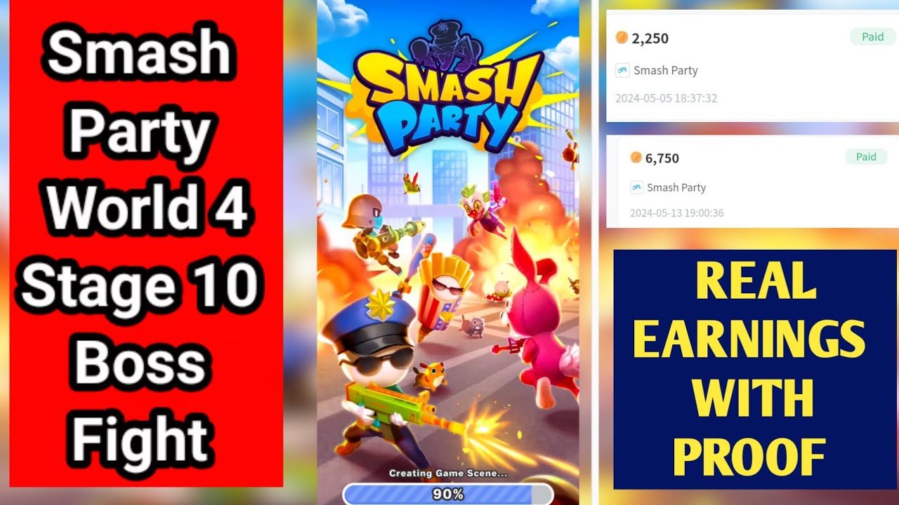smash party world 4 stage 10 boss fight | smash party hero action game | real earnings with proof