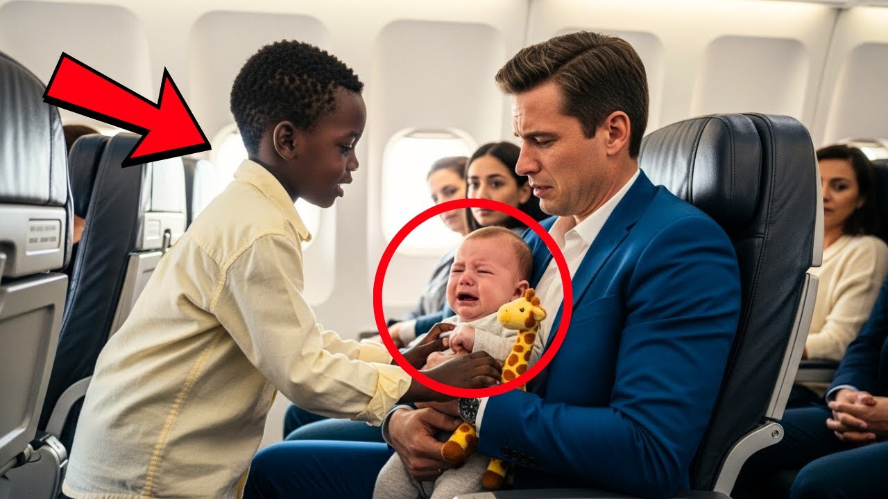 Menino negro acalma bebê no voo — e até o bilionário fica em choque.