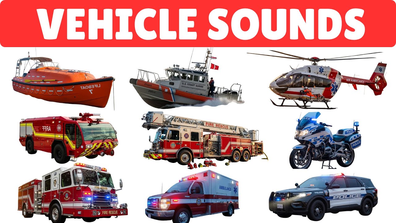 Vehicle Sounds for Kids | Learn Car, Fire Truck, Ambulance Sounds | Happy Kids Academy