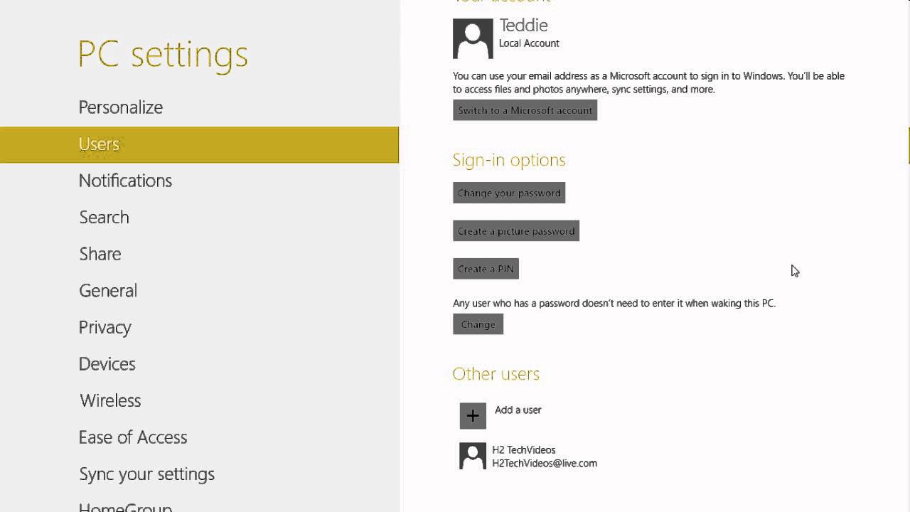 Windows 8: How to Remove the Log In Password​​​ | H2TechVideos​​​