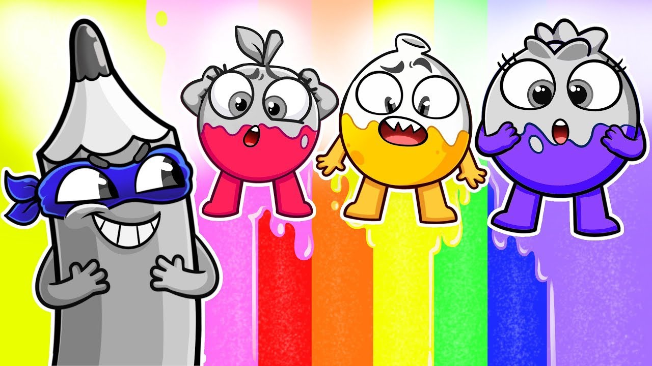 I Lost my Pretty Color!  The Naughty Gray Crayon Song 🖍🎨 Find The Color! | 😻🐨🐰🦁 Pit & Penny Stories