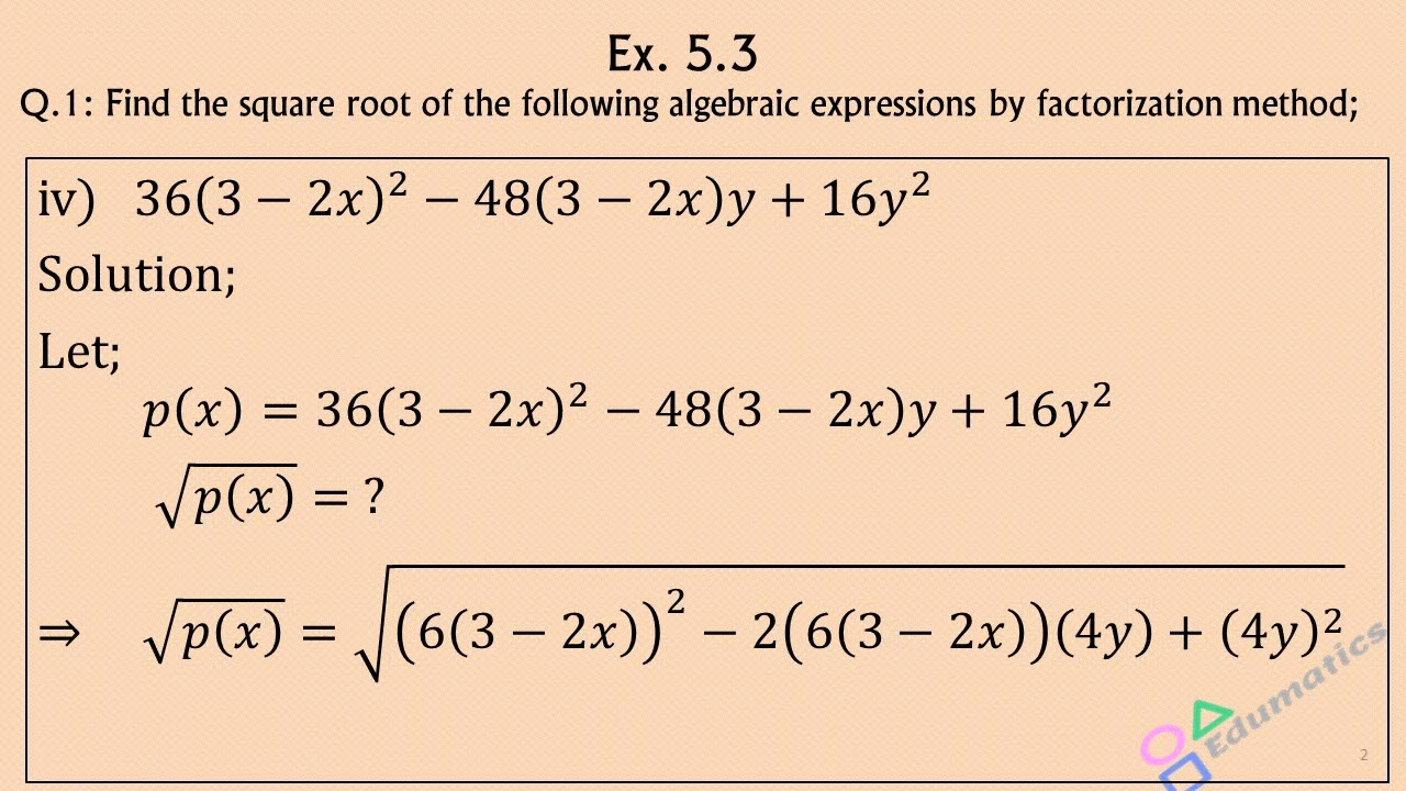 Mathematics for class 9, Sindh Board Unit : 5, Ex. 5.3, Q.1(iv)