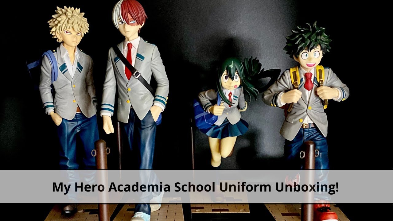 Opening the rest of the My Hero Academia School Uniform figures! Bakugo, Midoriya, and Todoroki!