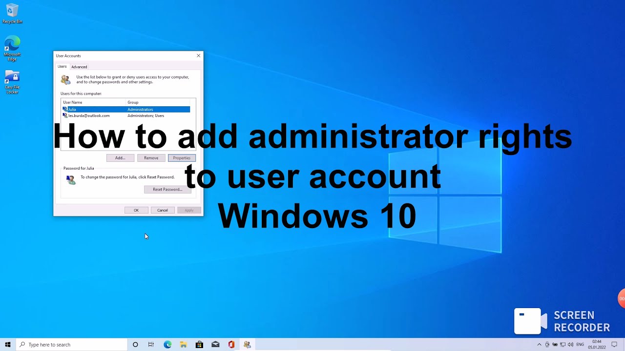How to add administrator rights Windows 10