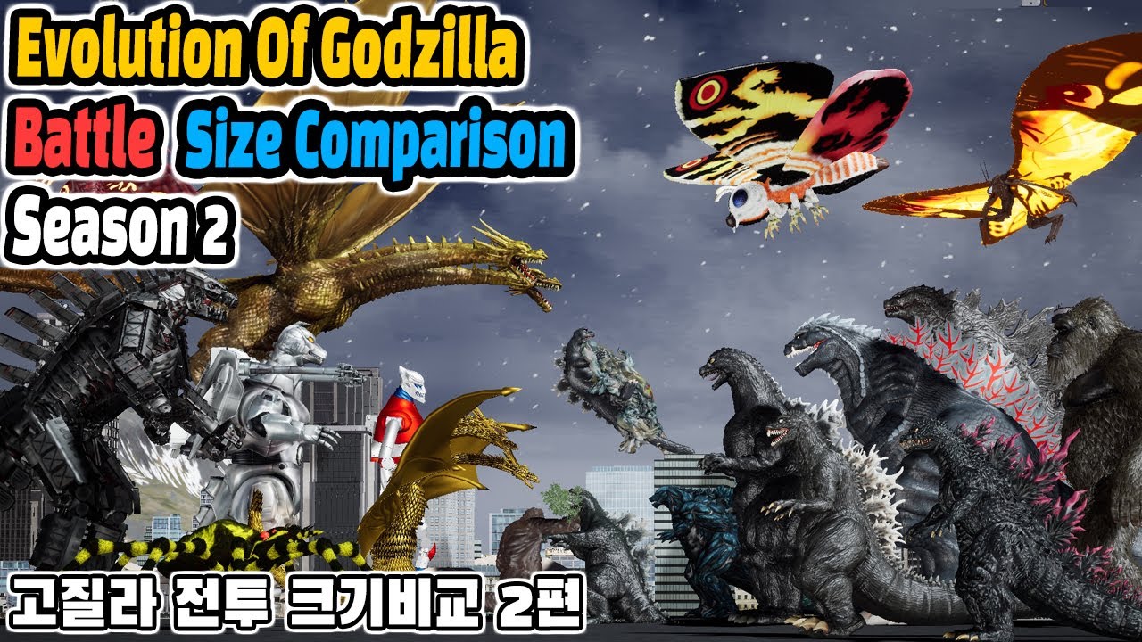 Evolution of Godzilla Monsters Battle : Size Comparison Season 02 (고질라 전투 크기비교 시즌2)