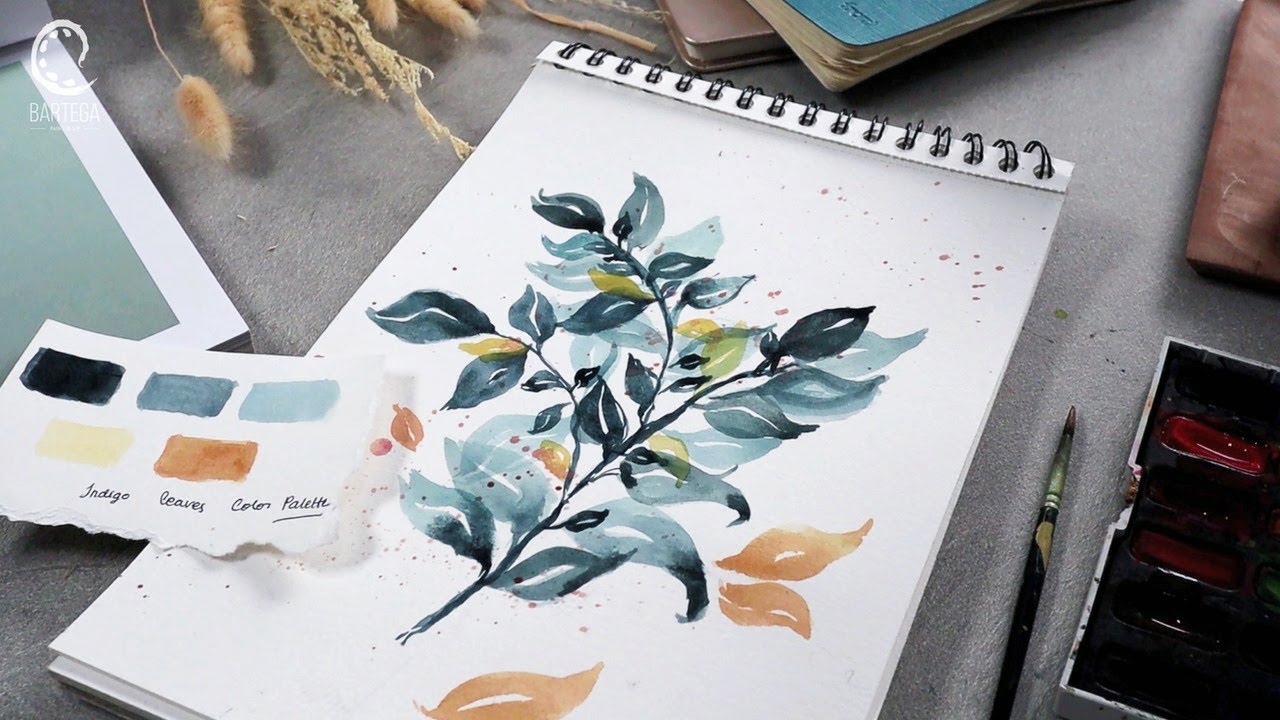 🍂How To Paint Indigo Leaves | Simple Watercolor Tutorial for Beginners