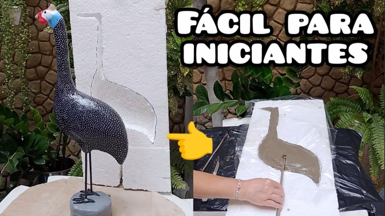 Galinha d'angola com fôrma caseira/ Artesanato com cimento 