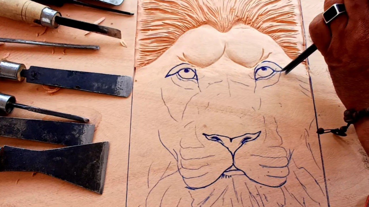 Lion face out of wood easy carving || Hand made