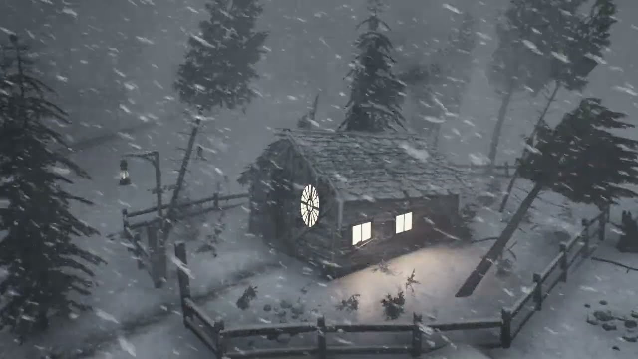 Arctic Night Vigil: Storm Winds & Heavy Snowfall for Relaxation