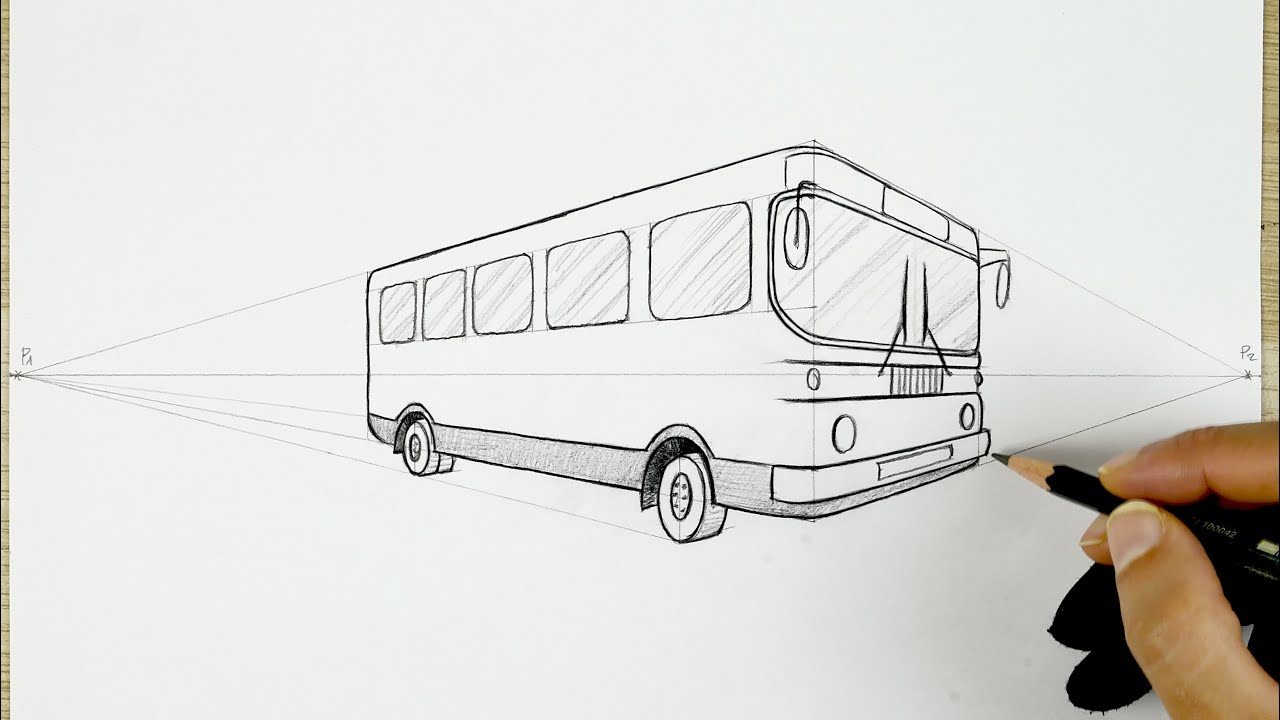 how to draw | How to draw a BUS step by step / perspective drawing / Ars Academy