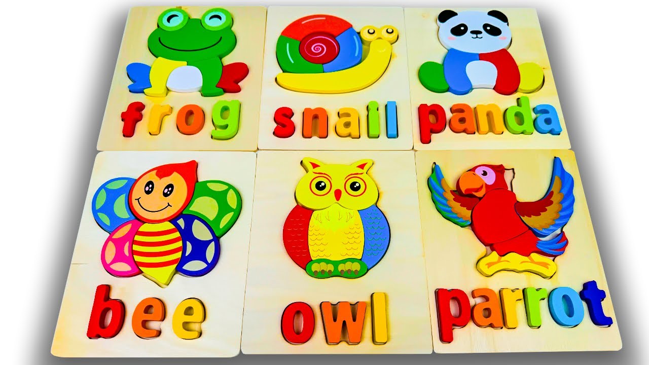 Spelling Animals and Shape Matching Puzzle | Preschool Toddler Learning Kids Toy Video