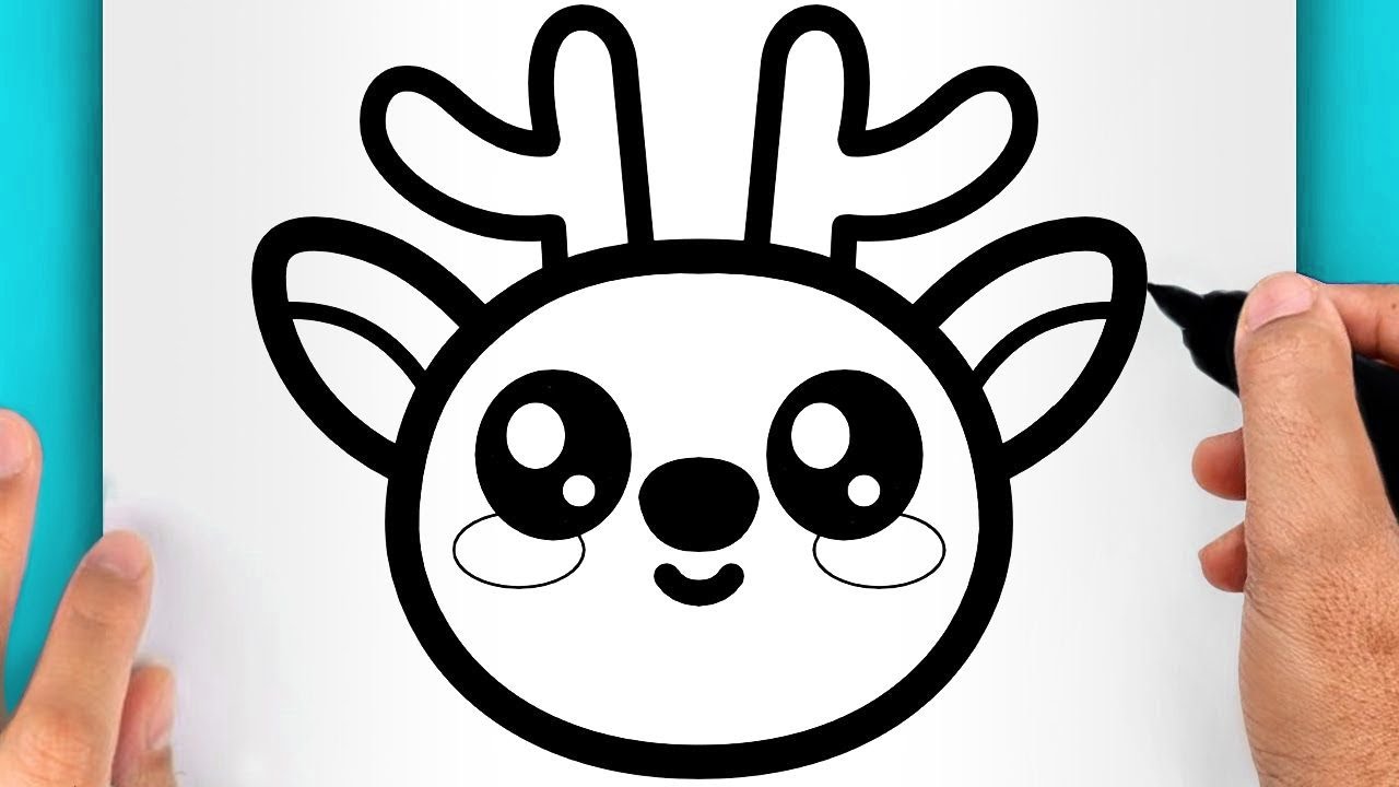 DISEGNI FACILI DA FARE | COME DISEGNARE UN CERVO DI NATALE FACILE (VIDEO DI DISEGNI NATALIZI KAWAII)