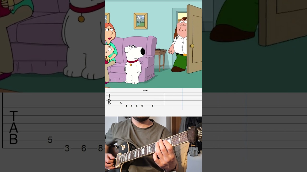 Aqualung Guitar Lick - Family Guy (Guitar cover with TABS ON SCREEN!)