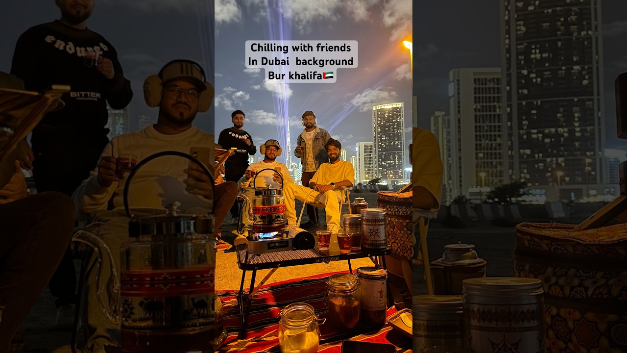 Winter vibes in Dubai chilling with friends near Burj Khalifa 