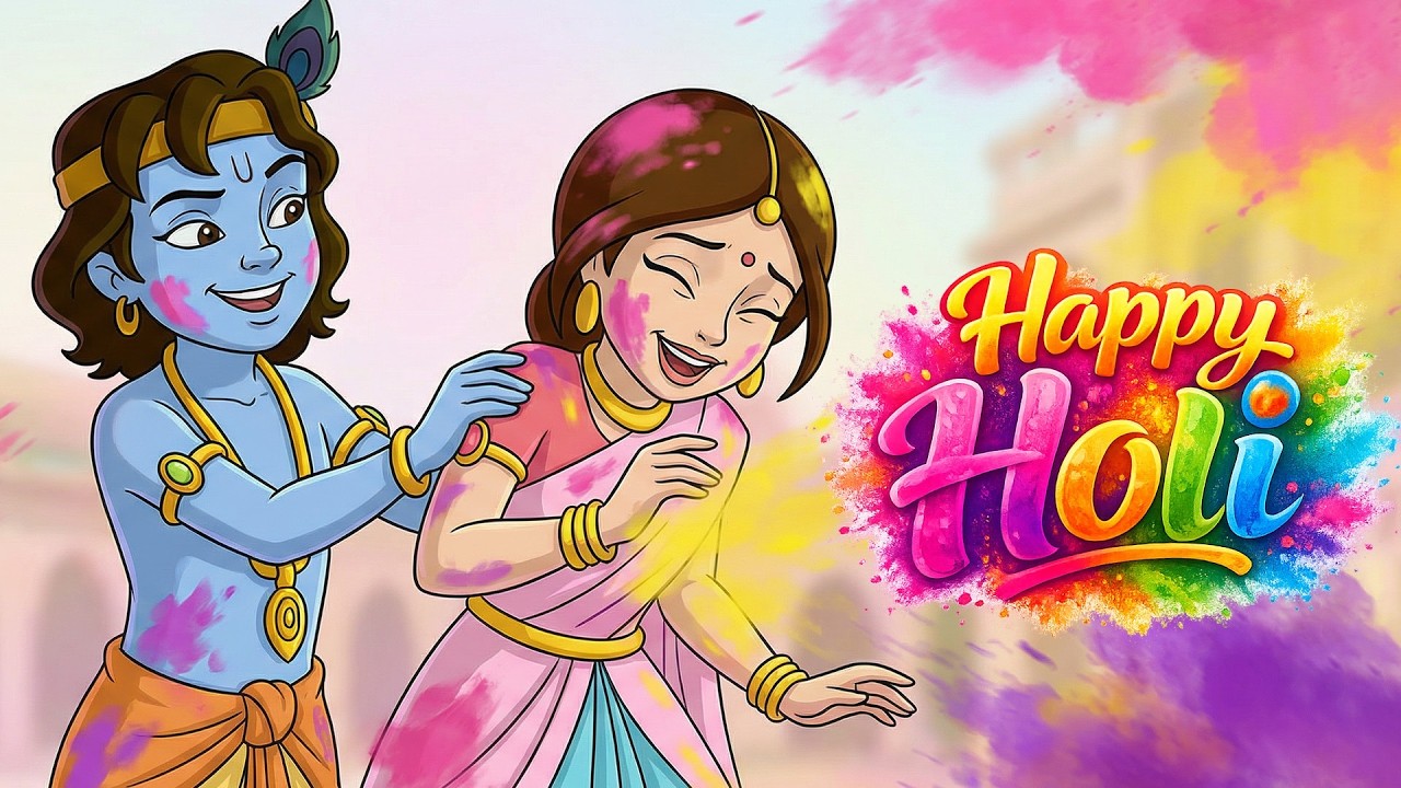 Radha aur Krishna - Holi Celebration in Vrindavan | Happy Holi | Cartoons for Kids in Hindi