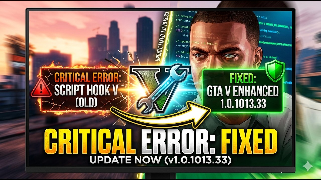How to Update ScriptHookV GTA 5 Enhanced 1.0.1013.33 - Quick Fix - Critical Error