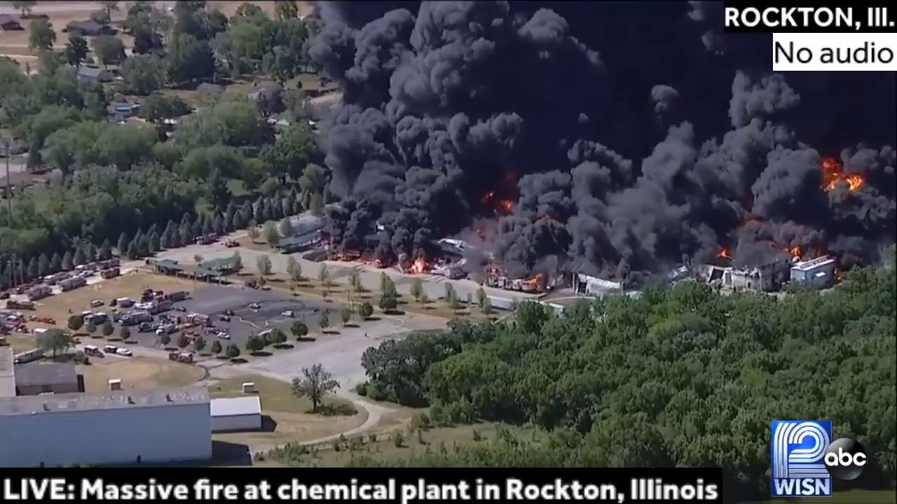 LIVE: Massive fire burning at chemical plant in Rockton, Illinois