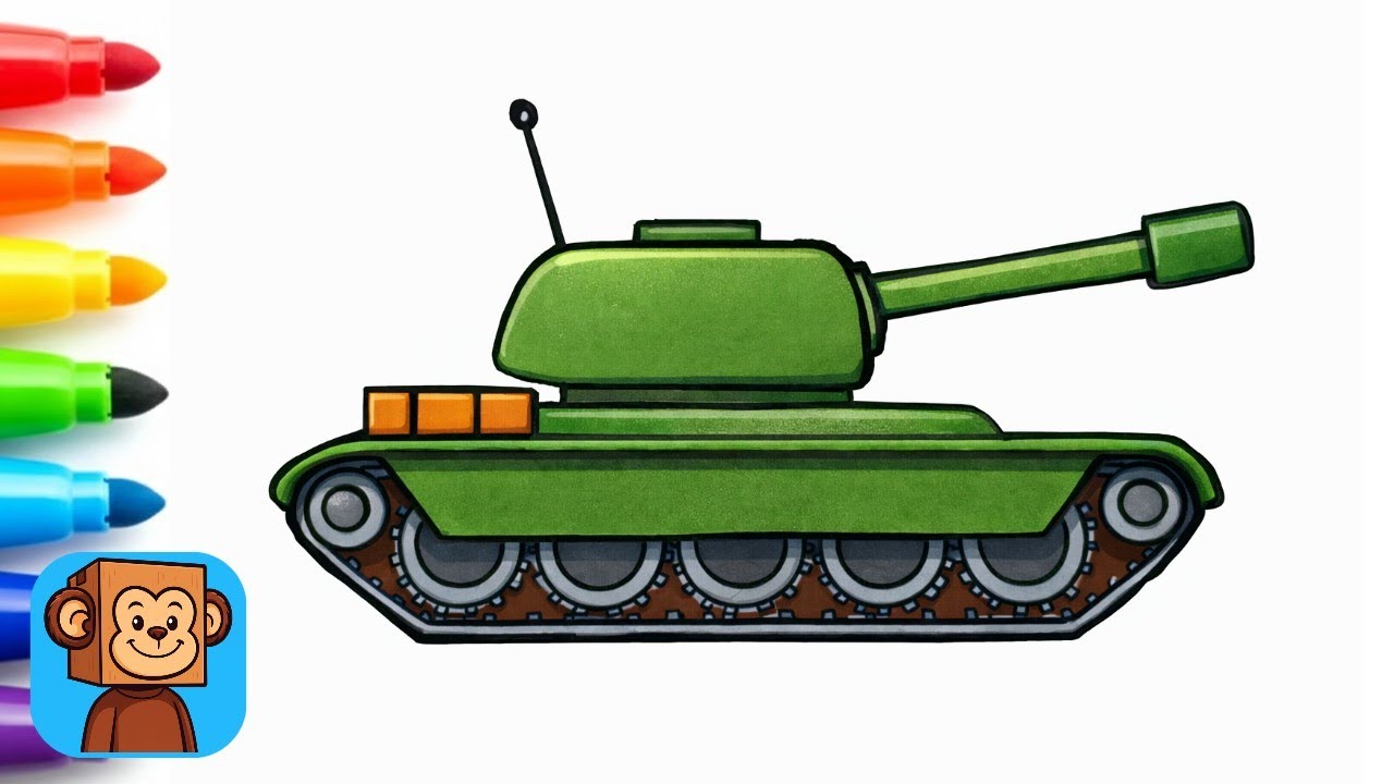 Easy Tank Drawing Step by Step for Kids | Military Tank Drawing