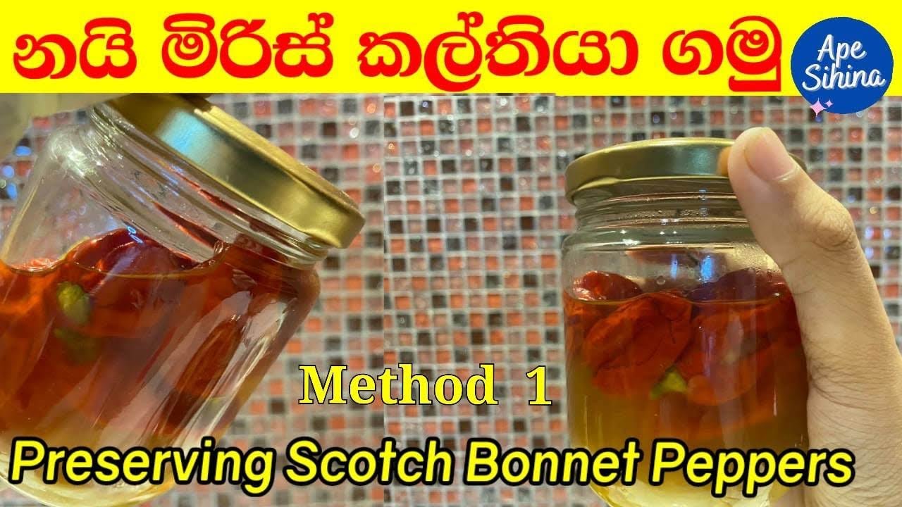 Preservatives Of Scotch Bonnet | Scotch Bonnet Pickle | නයි මිරිස් අච්චාරු | Chili Pickle Recipe