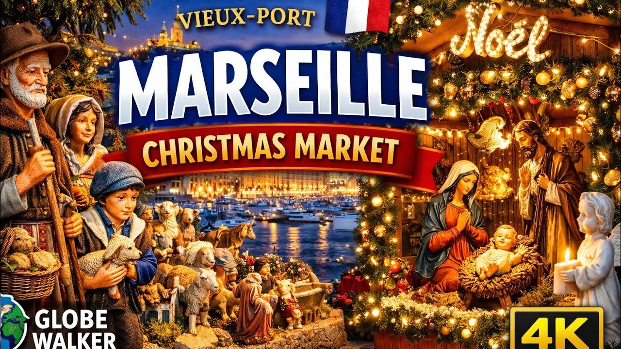 Marseille Vieux-Port Christmas Market 🇫🇷 | Traditional & Religious Stalls | 4K Walk
