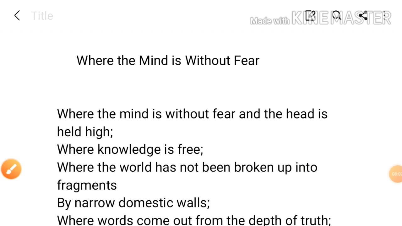 Where the Mind is Without Fear poem in hindi || where the mind is without fear  ravinder nath tagore