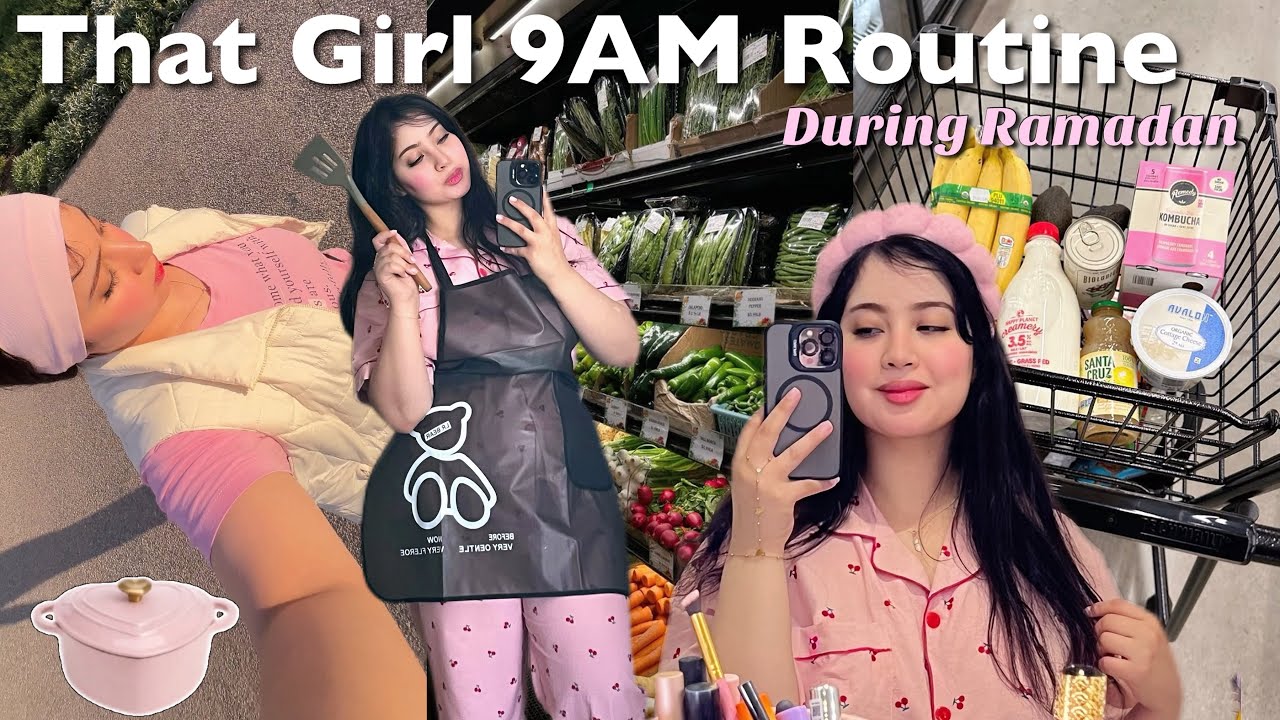 My 9 AM Routine ( Selfcare, cooking, Grocery…) حداكيت فأول يوم من رمضان | روتيني اليومي في رمضان 🎀🌙 