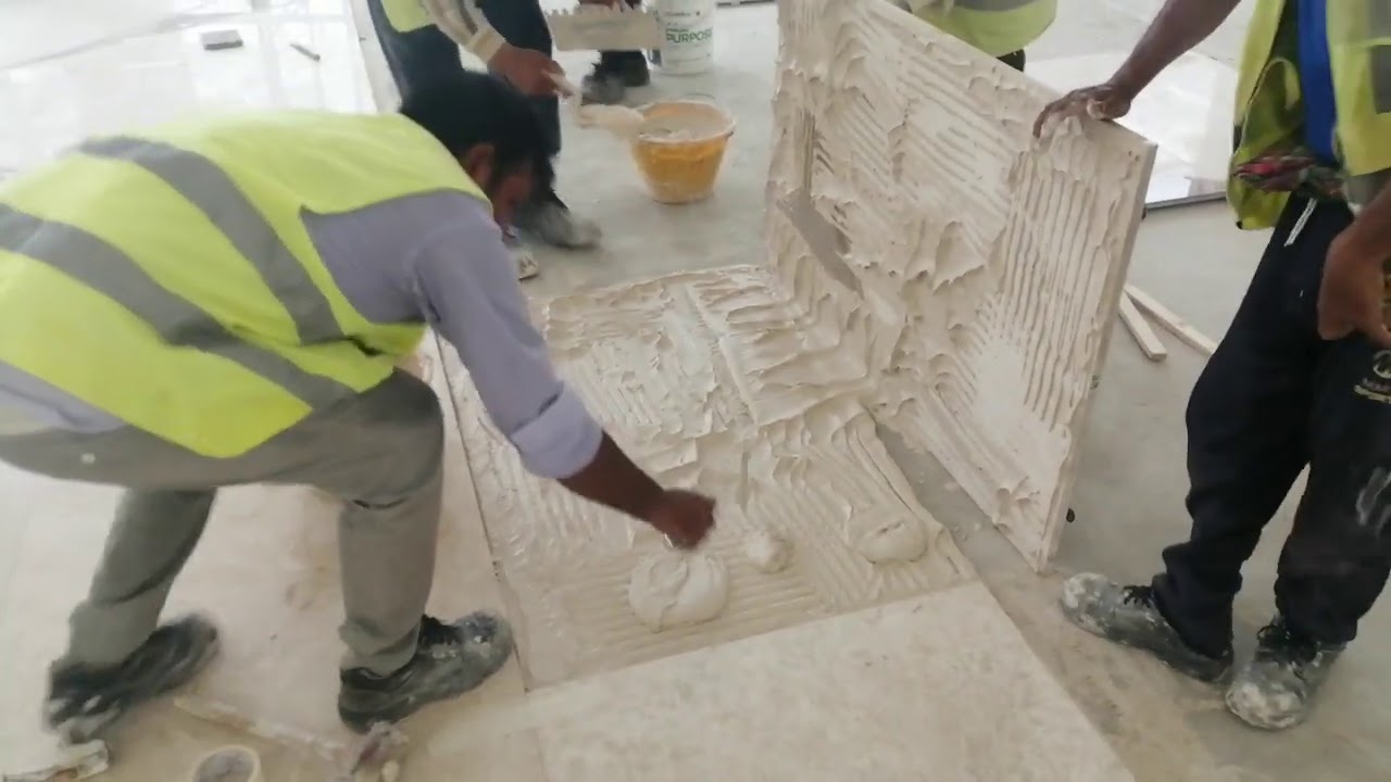 طريقة تركيب الارضيات الرخام قص الليز - أشكال ديكورية م. طه (Decorative marble flooring Fixing)