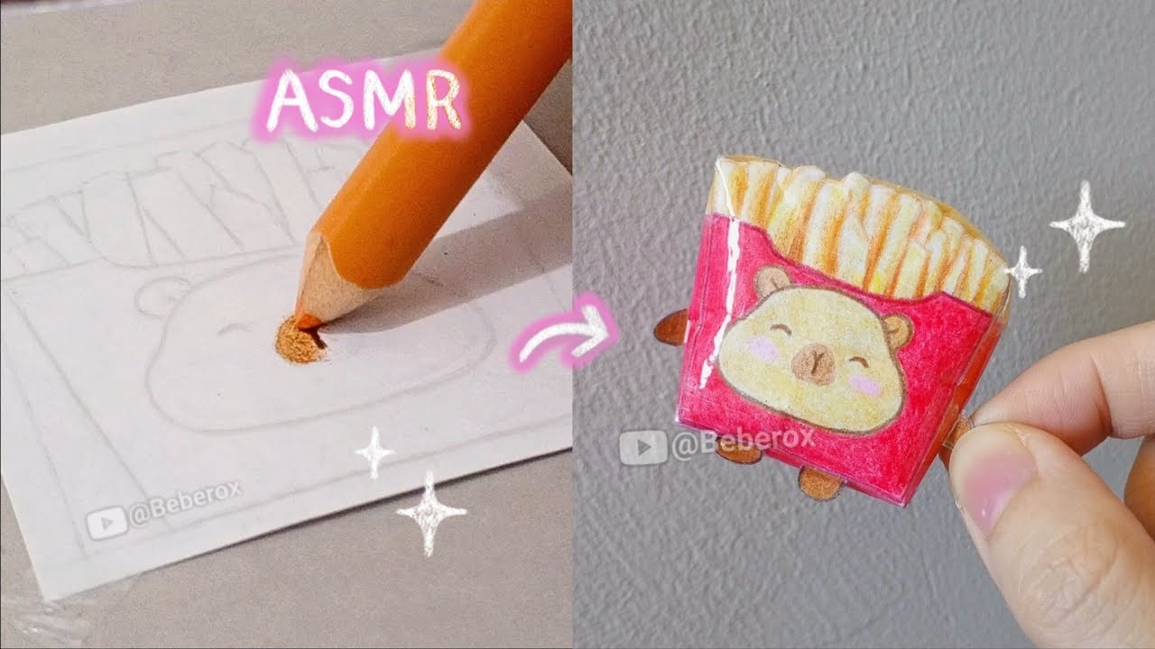 ASMR Drawing 🎧 Cute Capybara 💖 French Fries | Paper Craft Ideas ✨ | Tutorial