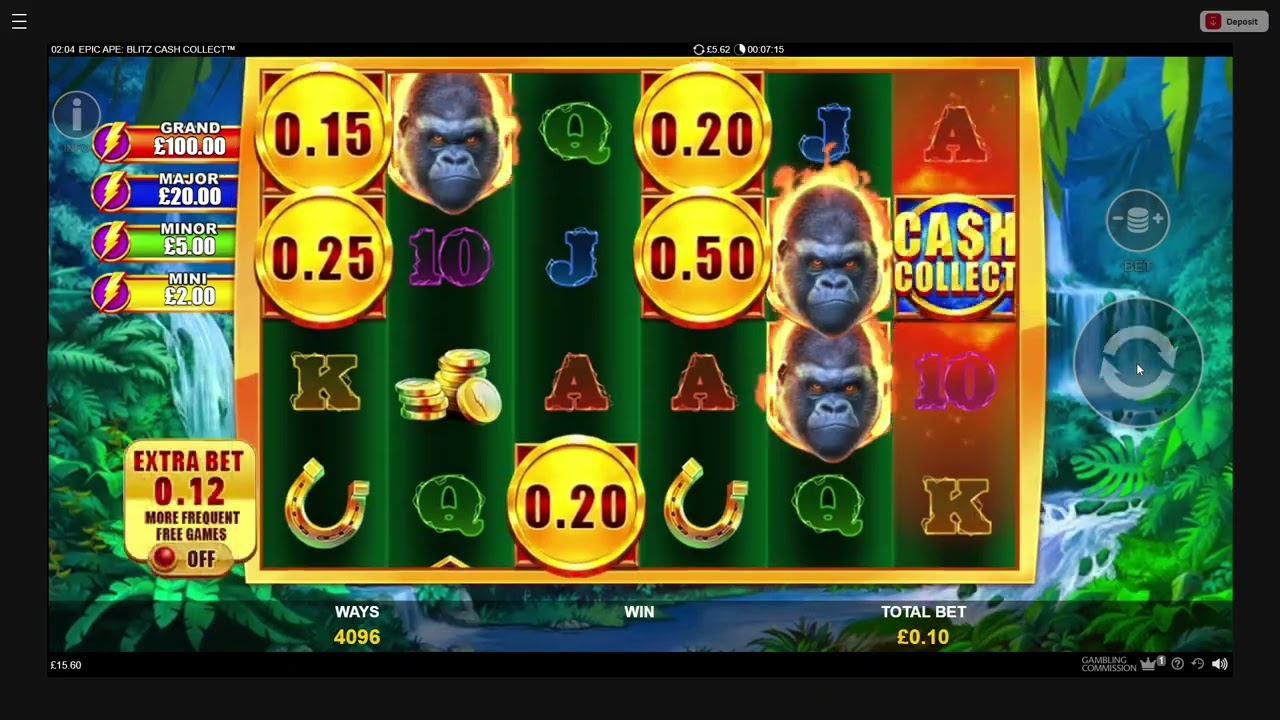 100 Spins & Epic Ape Bonus in Epic Ape Blitz Cash Collect 10p stake