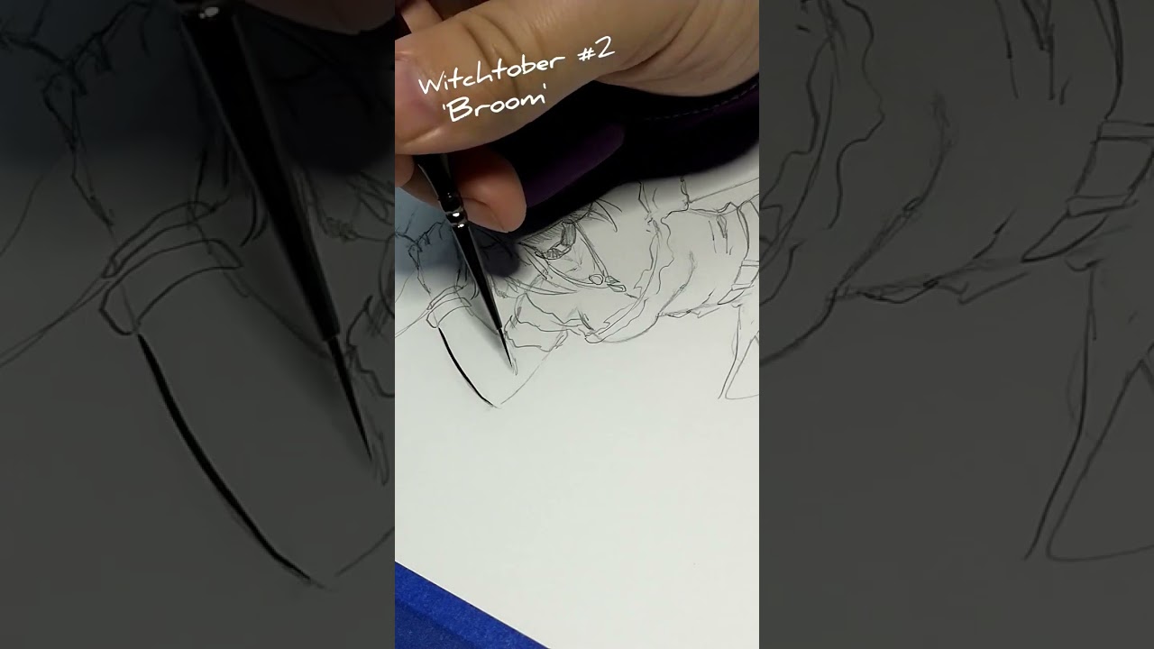 #witchtober #2 'broom' #inktober #traditionalart #ink #inkdrawing
