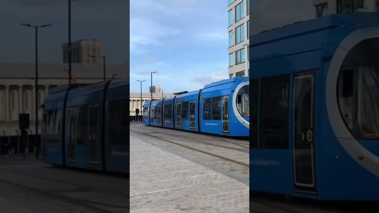 West Midlands Metro Tram 33 arrives into Library 