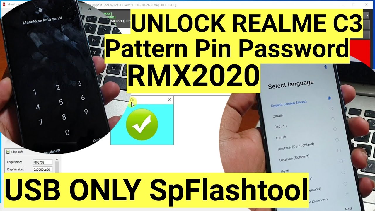 Unlock Realme C3 RMX2020 lupa pola pin password kunci layar tanpa dongle usb only