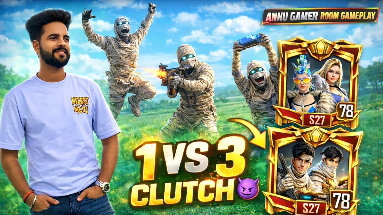 1v3 Room Gameplay Full Clutch 😱 | Impossible Fight in Custom Room | Annu Gamer
