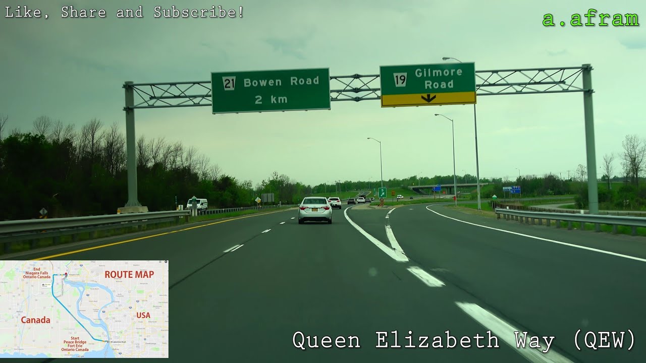 Driving on QEW from Fort Erie to Niagara Falls Ontario Canada 4K