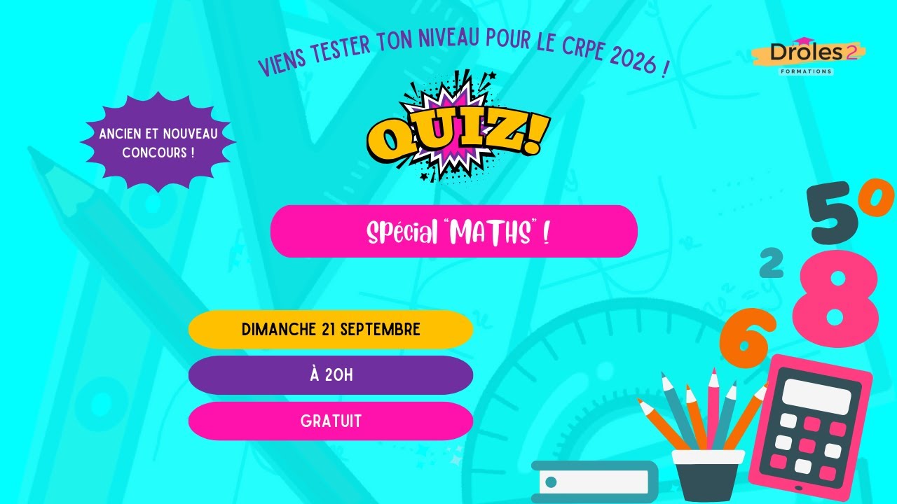 CRPE 2026 - QUIZ DE MATHÉMATIQUES - VIENS TESTER TES CONNAISSANCES