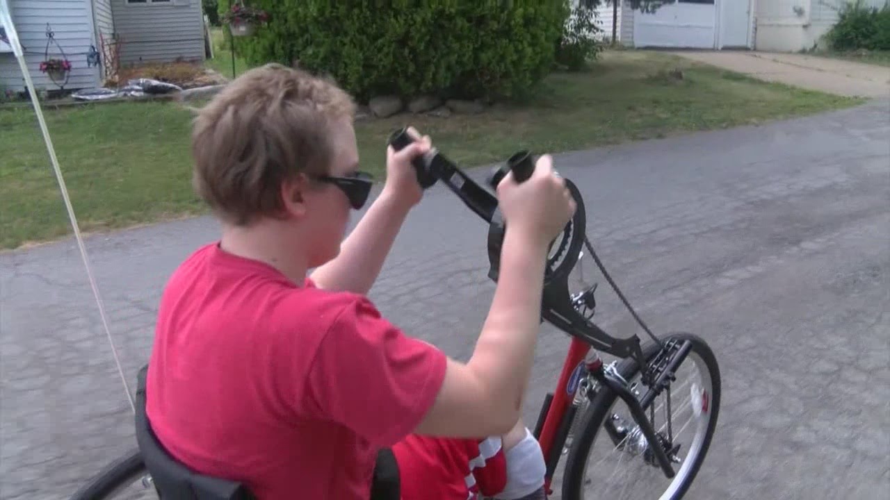 News 4 at 4Special hand cycle bicycle allows Hamburg boy with cerebral palsy to ride using his arms