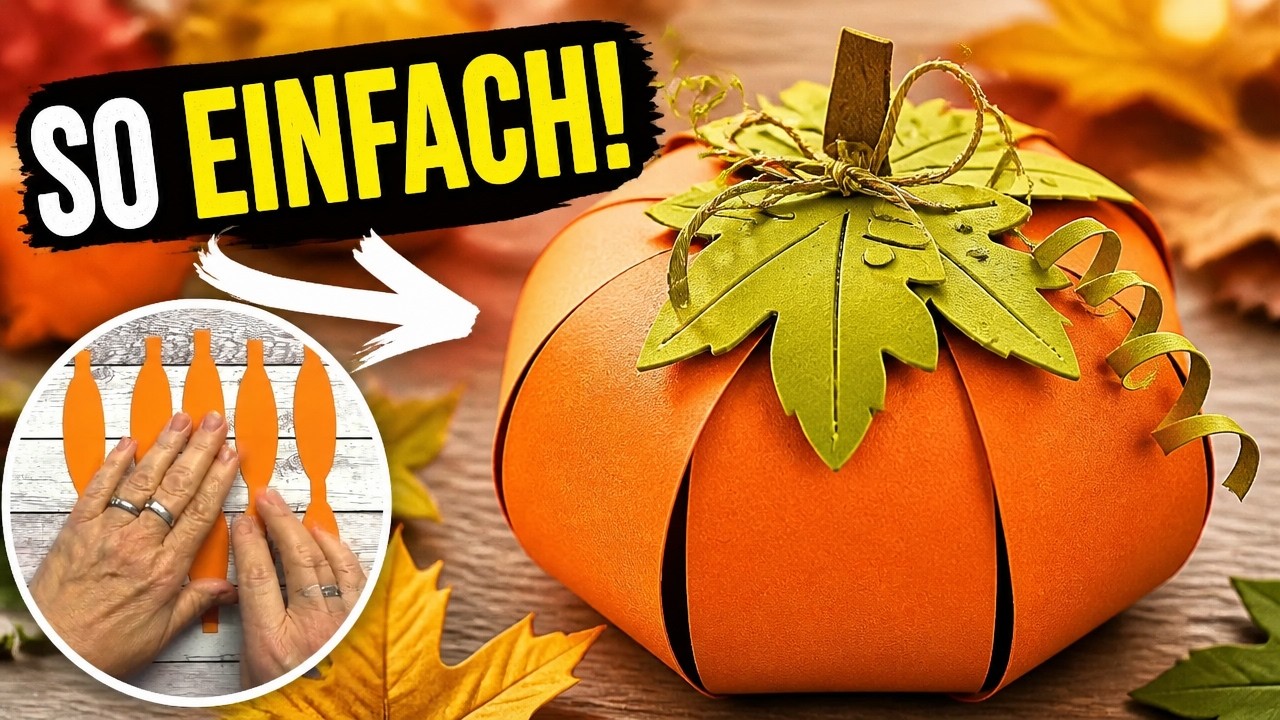 Herbstdeko K&uuml;rbis basteln leicht gemacht &ndash; kostenlose Vorlage!