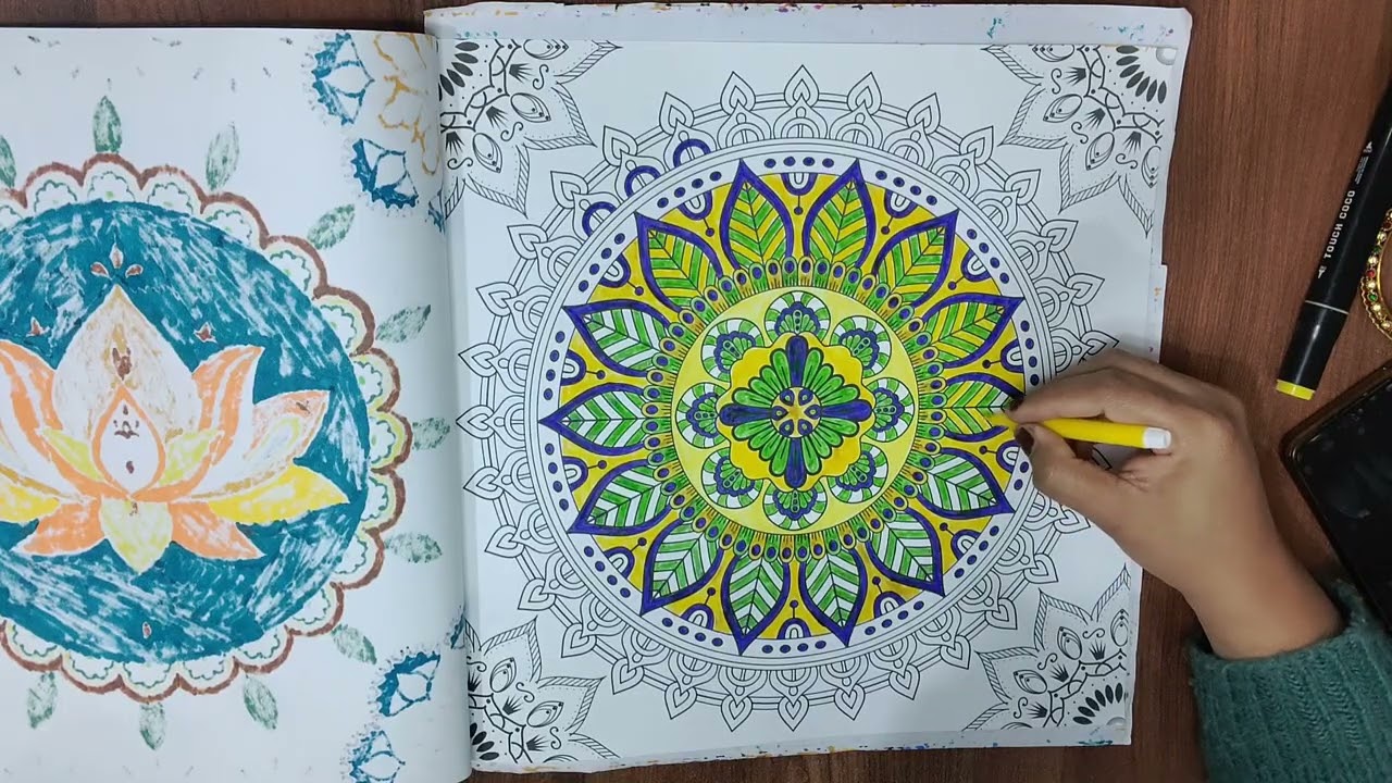 Relaxing mandala colouring 18...part 2 satisfying video 😁