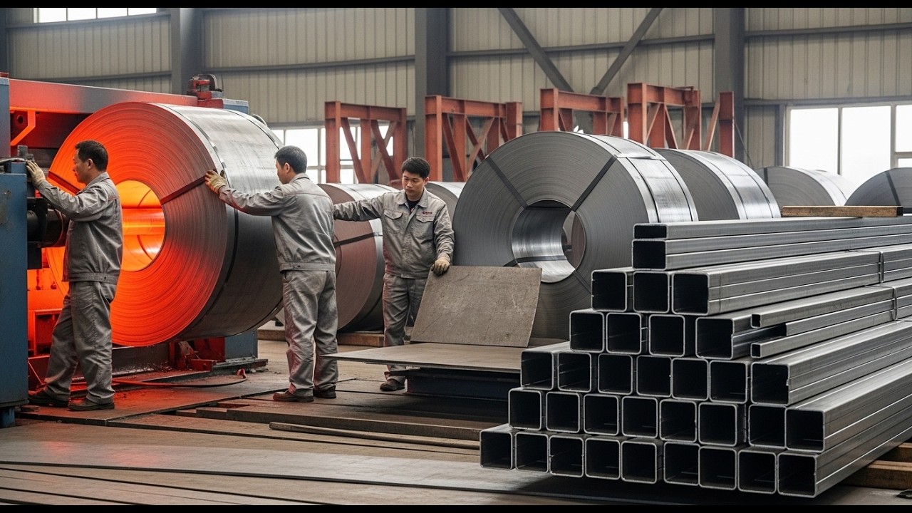 Watch Raw Steel Transform into Square Stainless Steel Pipes | Factory Production