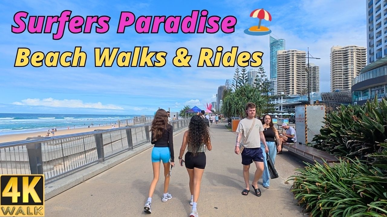 Gold Coast 4k Walking Tour | Beach Walks & Scooter Rides Surfers Paradise