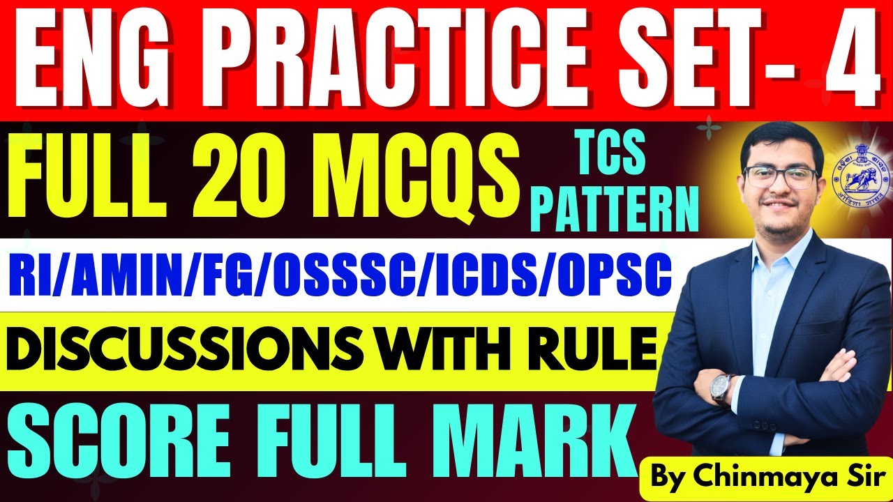 English Practice Set 4 | 20 Most Imp Questions | TCS Pattern| RI, ICDS,FG,EC, SI, OSSSC OSSC| CP SIR
