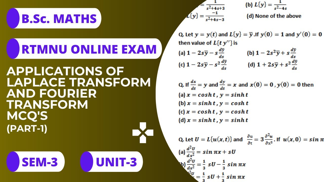 Mcq's on Applications of Laplace transform and Fourier transform for B.Sc.|RTMNU|Part-1| B.Sc.Maths