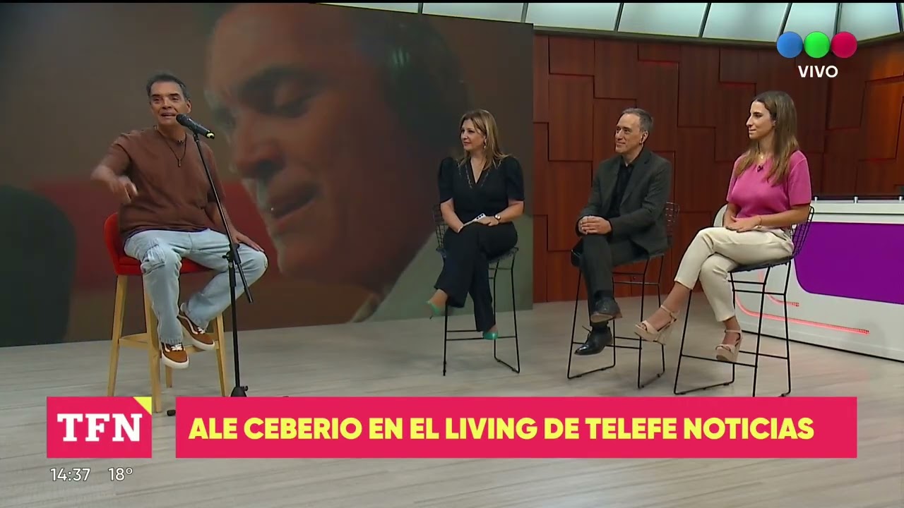 Ale Ceberio en el living de Telefe Noticias