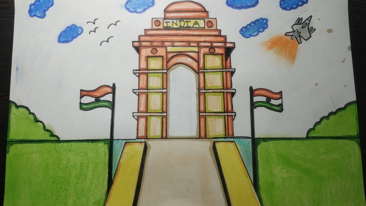 How to Draw India Gate (Step by Step)| India Gate drawing